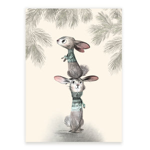 Joulukortti Puput vakoilee